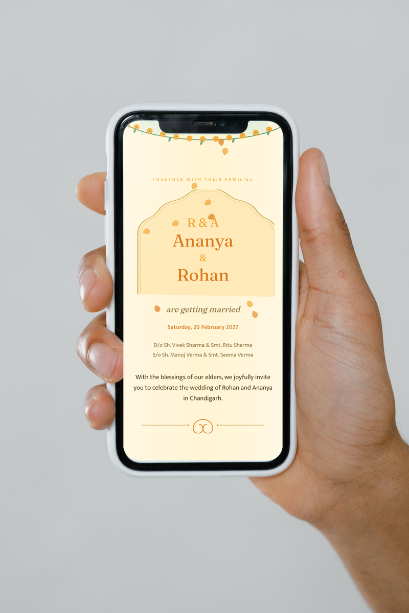 Kesar invitation on a phone
